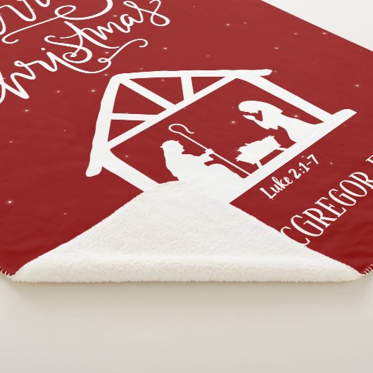 Kerstnegativiteit Rood met sterren Familienaam Sherpa Deken (3/4)