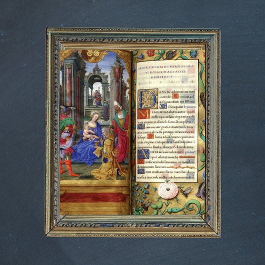 Kerstnegativiteitsscène Renaissance Old Book Poster