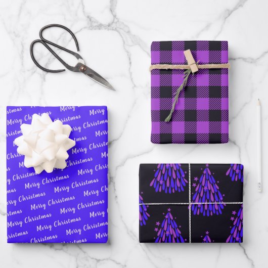 Kerstneon Violet Inpakpapier Vel (Voorkant)