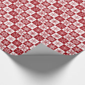 Kerstnep rood en wit gebarsten patroon cadeaupapier (Hoek)