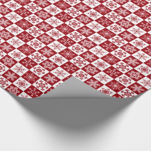 Kerstnep rood en wit gebarsten patroon cadeaupapier (Hoek)