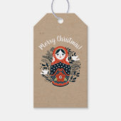 Kerstnestpop rood cadeaulabel (Voorkant)