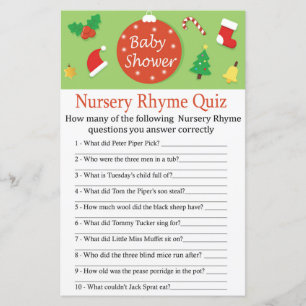 Kerstneursery Rhyme Quiz baby shower game