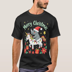 Kerstneushoorn Prettig Kerstfeest Eenhoorn Neushoo T-shirt