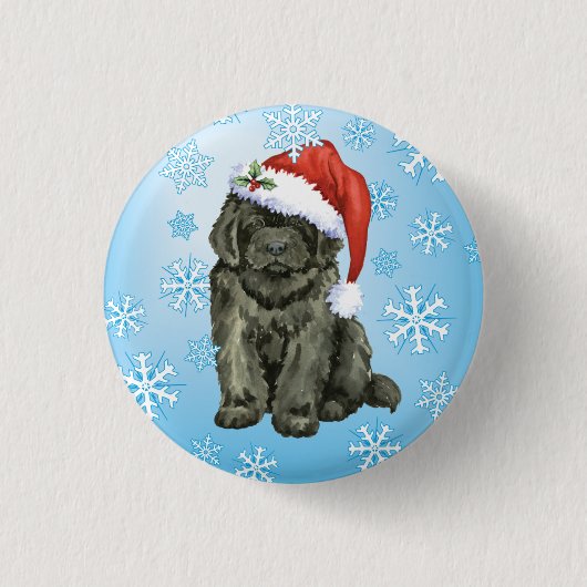 KerstNewfoundland Ronde Button 3,2 Cm (Voorkant)