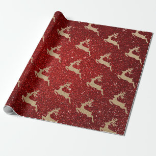 Kerstnieuw karton Deer Red Glitter Cadeaupapier