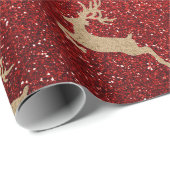 Kerstnieuw karton Deer Red Glitter Cadeaupapier (Rol Hoek)