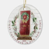 Kerstnieuwe roodbruine Waterverf van startpunt fot Keramisch Ornament (Links)