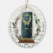 kerstnieuwe startfoto groene Waterverf deur Keramisch Ornament (Links)