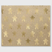 Kerstnieuwjaar Gold Gingerbrood Man Kraft Joy Cadeaupapier (Vlak)