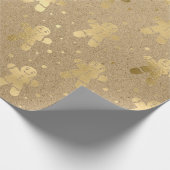 Kerstnieuwjaar Gold Gingerbrood Man Kraft Joy Cadeaupapier (Hoek)