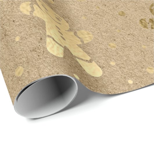 Kerstnieuwjaar Gold Gingerbrood Man Kraft Joy Cadeaupapier (Rol Hoek)