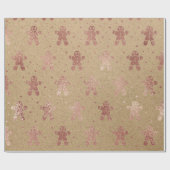 Kerstnieuwjaar Roos Gold Gingerbrood Man Kraft Cadeaupapier (Vlak)