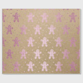 Kerstnieuwjaar roze goudmakreel Kraft Cadeaupapier (Vlak)