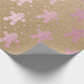 Kerstnieuwjaar roze goudmakreel Kraft Cadeaupapier (Hoek)