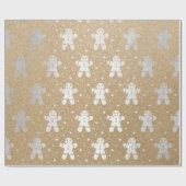 Kerstnieuwjaar Silver Gingerbrood Kraft Cadeaupapier (Vlak)
