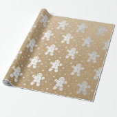 Kerstnieuwjaar Silver Gingerbrood Kraft Cadeaupapier (Uitgerold)
