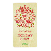 Kerstnieuwjaar  Typografie op maat Etiket (Voorkant)