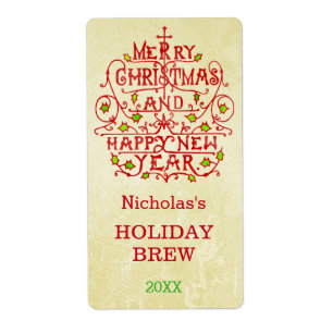 Kerstnieuwjaar  Typografie op maat Etiket