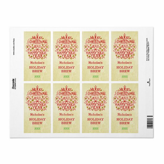 Kerstnieuwjaar  Typografie op maat Etiket (Full Sheet)