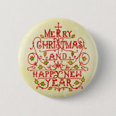 Kerstnieuwjaar  typografie ronde button 5,7 cm (Voorkant)