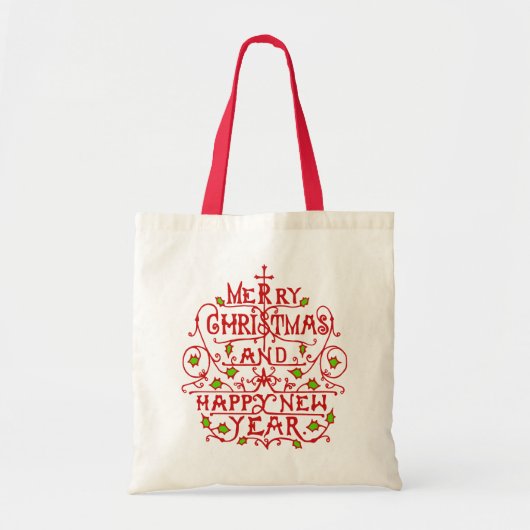 Kerstnieuwjaar typografie tote bag (Voorkant)