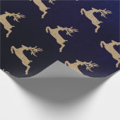Kerstnieuwjaar Vip Cardboard Deer Blue Navy Cadeaupapier (Hoek)