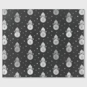 Kerstnieuwjaar Vip Snowman Flakes Black Silver Cadeaupapier (Vlak)