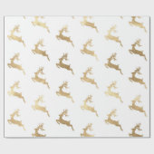 Kerstnieuwjaar Witte Golden Reindester Cadeaupapier (Vlak)