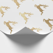 Kerstnieuwjaar Witte Golden Reindester Cadeaupapier (Hoek)