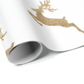 Kerstnieuwjaar Witte Golden Reindester Cadeaupapier (Rol Hoek)