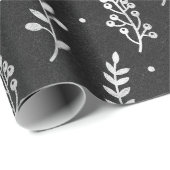 Kerstnieuwjaar zwart, zilversneeuwblaasje cadeaupapier (Rol Hoek)