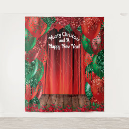 Kerstnieuwjaars ballonfotofoto Achtergrond Wandkleed