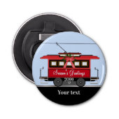 Kerstnieuwjaars Red Tram Trolley Streetcar Button Flesopener (Voorkant)