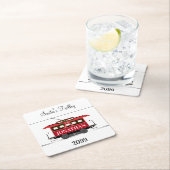 Kerstnieuwjaars Red Tram Trolley Streetcar Kartonnen Onderzetters (Insitu)