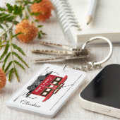 Kerstnieuwjaars Red Tram Trolley Streetcar Sleutelhanger (Voorkant Rechts)