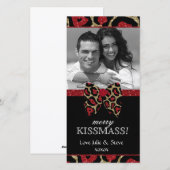 Kerstnieuwjaarsvakantie Leopard Glitter Foto Feestdagenkaart (Voorkant / Achterkant)