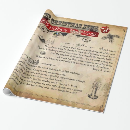 kerstnieuws, glanzend papier, 30 x 6 inch cadeaupapier (Uitgerold)