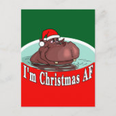 Kerstnijlpaard in Santa Hat - Kerstmis AF Feestdagenkaart (Voorkant)