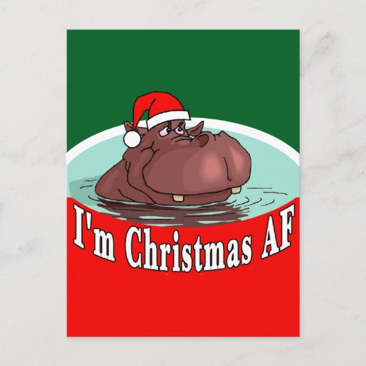 Kerstnijlpaard in Santa Hat - Kerstmis AF Feestdagenkaart (Voorkant)