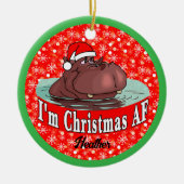 Kerstnijlpaard in Santa Hat - Kerstmis AF Keramisch Ornament (Voorkant)