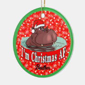 Kerstnijlpaard in Santa Hat - Kerstmis AF Keramisch Ornament (Links)