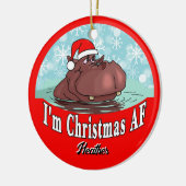 Kerstnijlpaard in Santa Hat - Kerstmis AF Keramisch Ornament (Links)