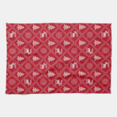 Kerstnit Feestdagen van de rode winter met rotsen Theedoek (Horizontaal)