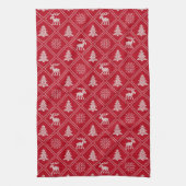 Kerstnit Feestdagen van de rode winter met rotsen Theedoek (Verticaal)