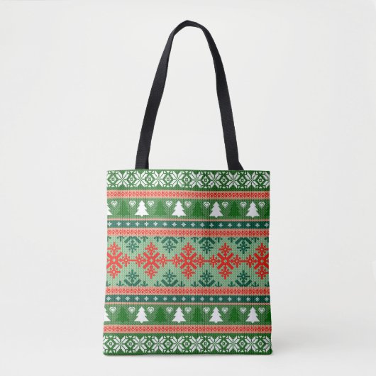 Kerstnit Pattern Tote Bag (Voorkant)