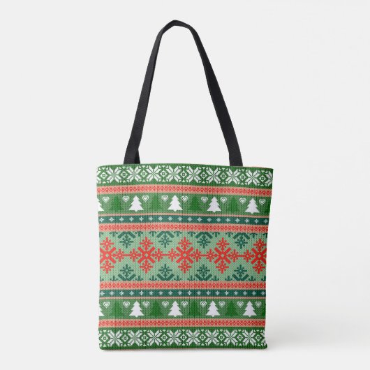 Kerstnit Pattern Tote Bag (Achterkant)