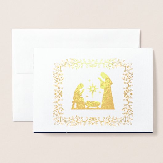 Kerstnitraatscène Luxe Kaarten van echte Folie (Voorkant met envelop)