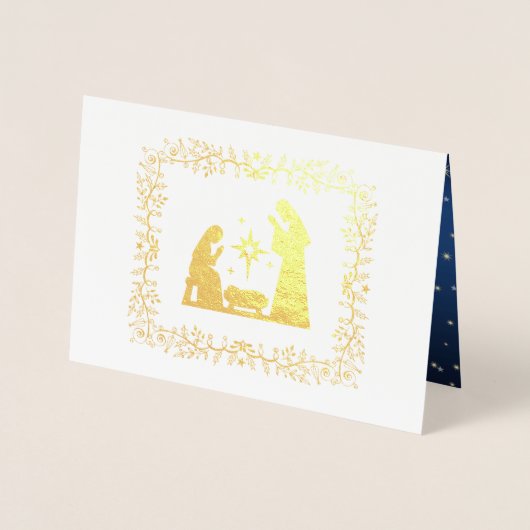 Kerstnitraatscène Luxe Kaarten van echte Folie (Voorkant)