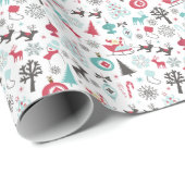 Kerstnoords patroon cadeaupapier (Rol Hoek)